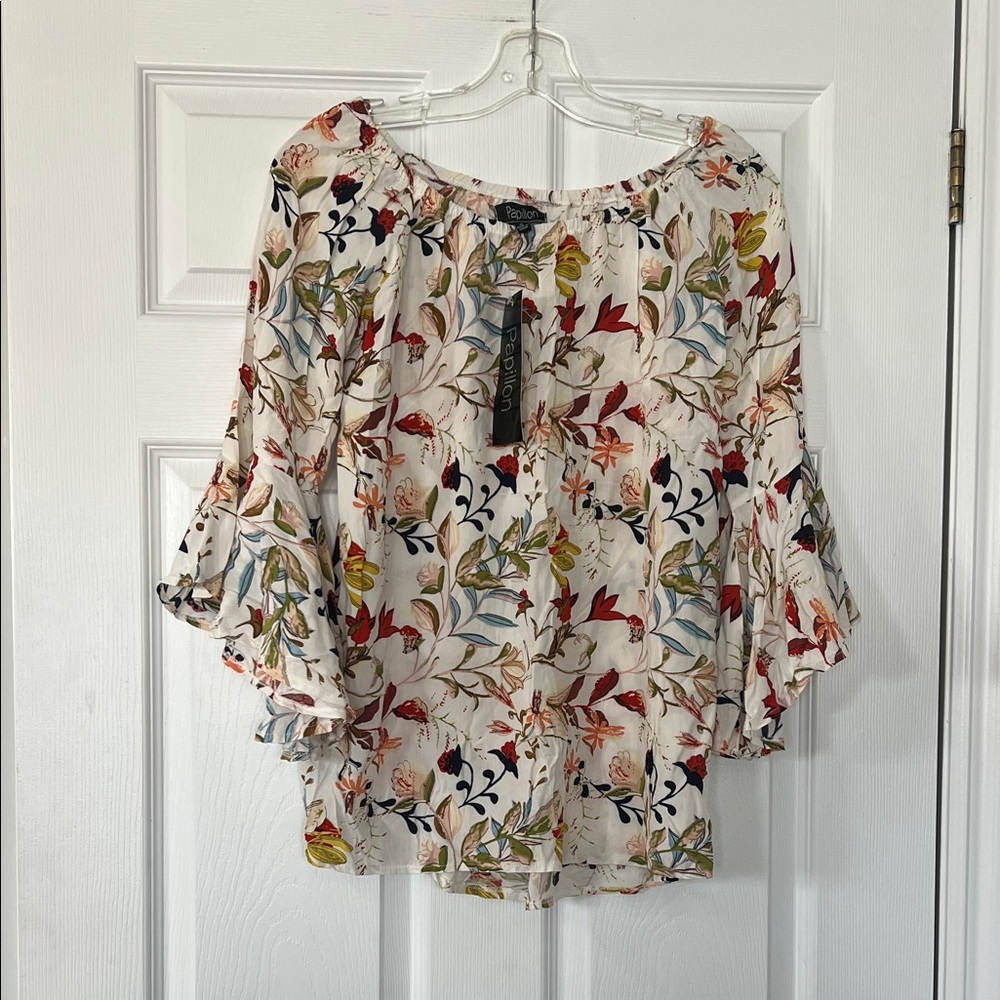 NWT - Papillion Floral Print Off-Shoulder Blouse